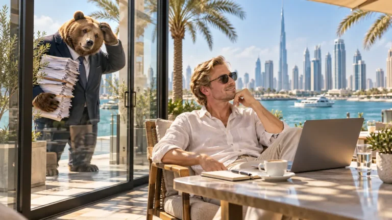 Suomalainen yrittäjä rentoutuu Dubaissa verokarhun jäädessä lasin taakse – Dubain verotus ja 0 % tulovero